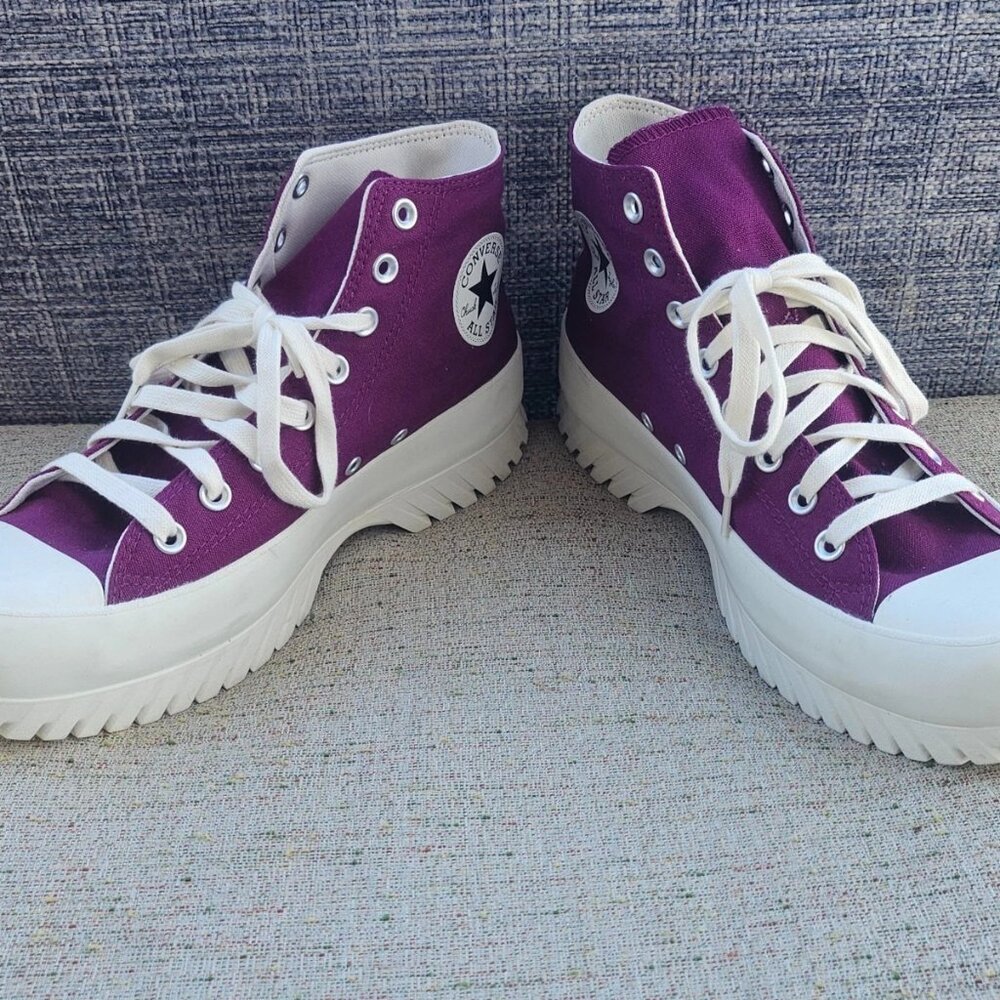 Converse Unisex Shoes Platform Sneaker Plum Canvas Lace Up Shoes Size 9.5M 11.5W - Picture 3 of 12